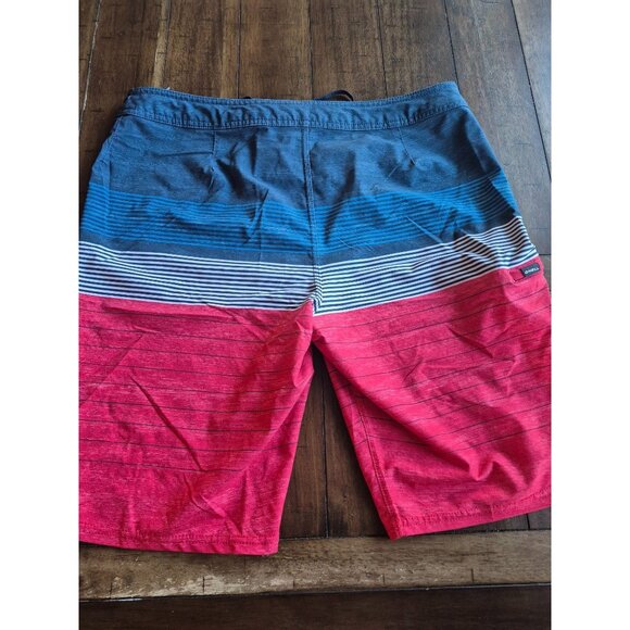 ONeill Hyperfreak Mens Striped Red & Blue Boardshorts Size 33 - Picture 1 of 6